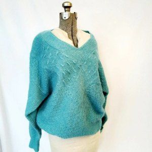 🍒HOST PICK🍒Vintage slouchy teal sweater XL vneck